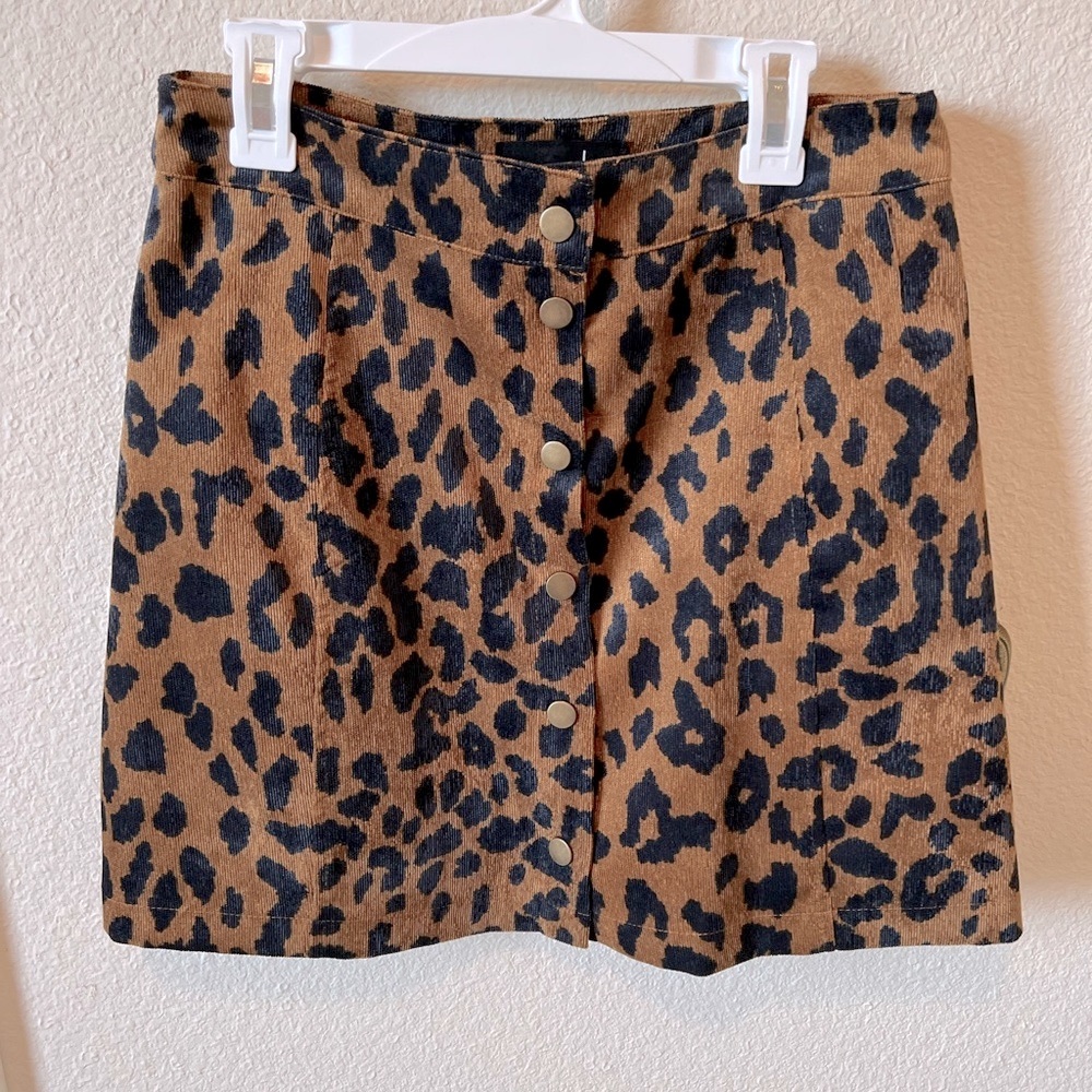 Leopard Button Up Skirt